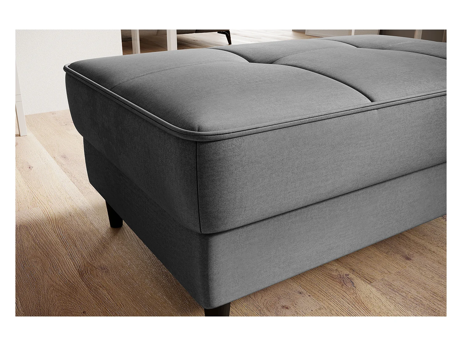 Pouf avec rangement en velours BOZA-Gris chiné