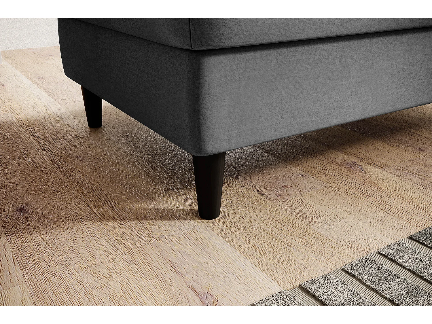 Pouf avec rangement en velours BOZA-Gris chiné