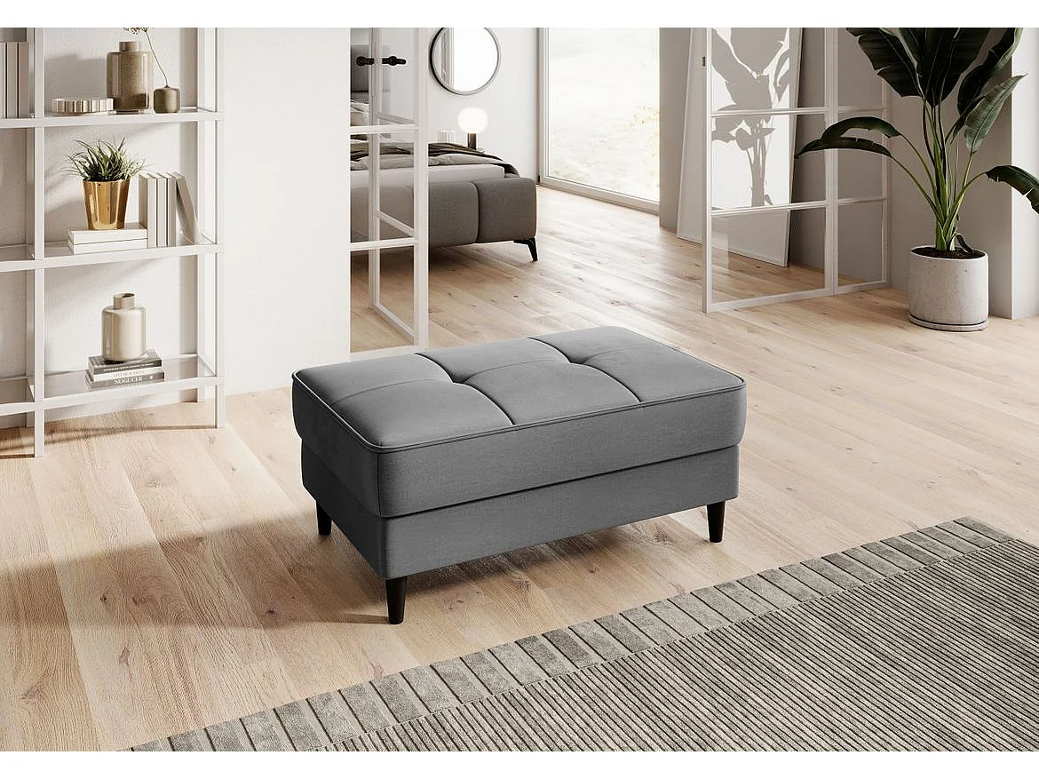 Pouf avec rangement en velours BOZA-Gris chiné