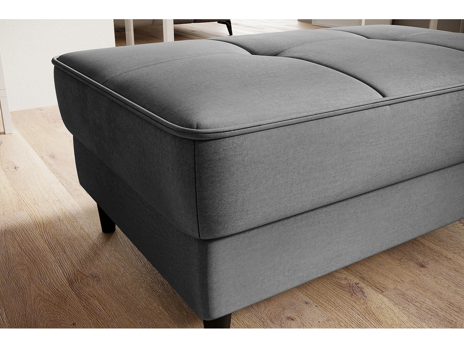 Pouf avec rangement en velours BOZA-Gris chiné