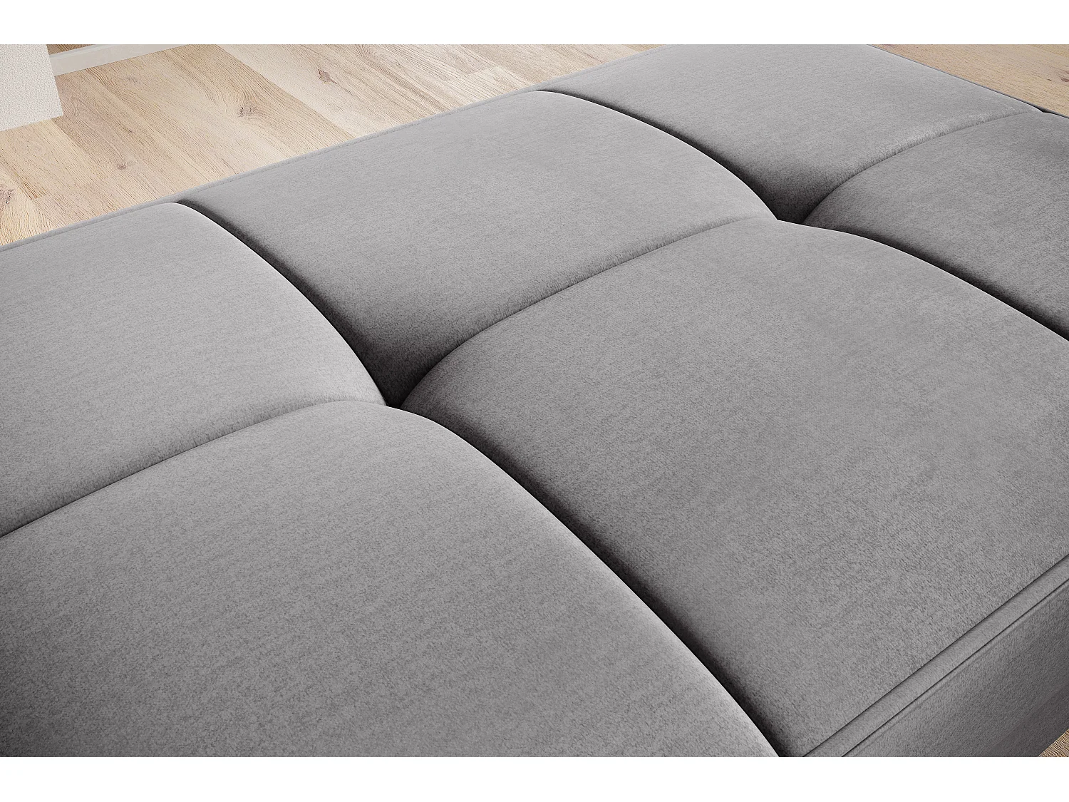 Pouf avec rangement en velours BOZA-Gris chiné