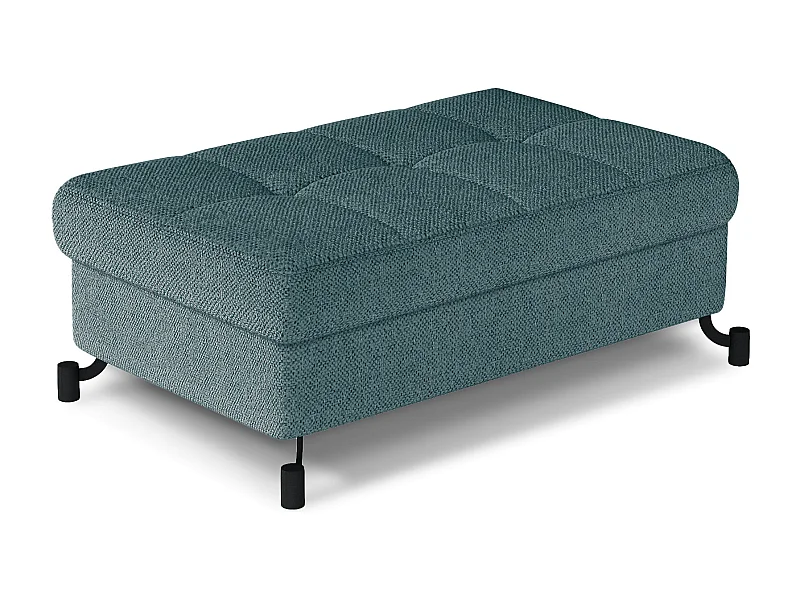 Pouf tissu matelassé avec coffre de rangement LORI-Vert clair