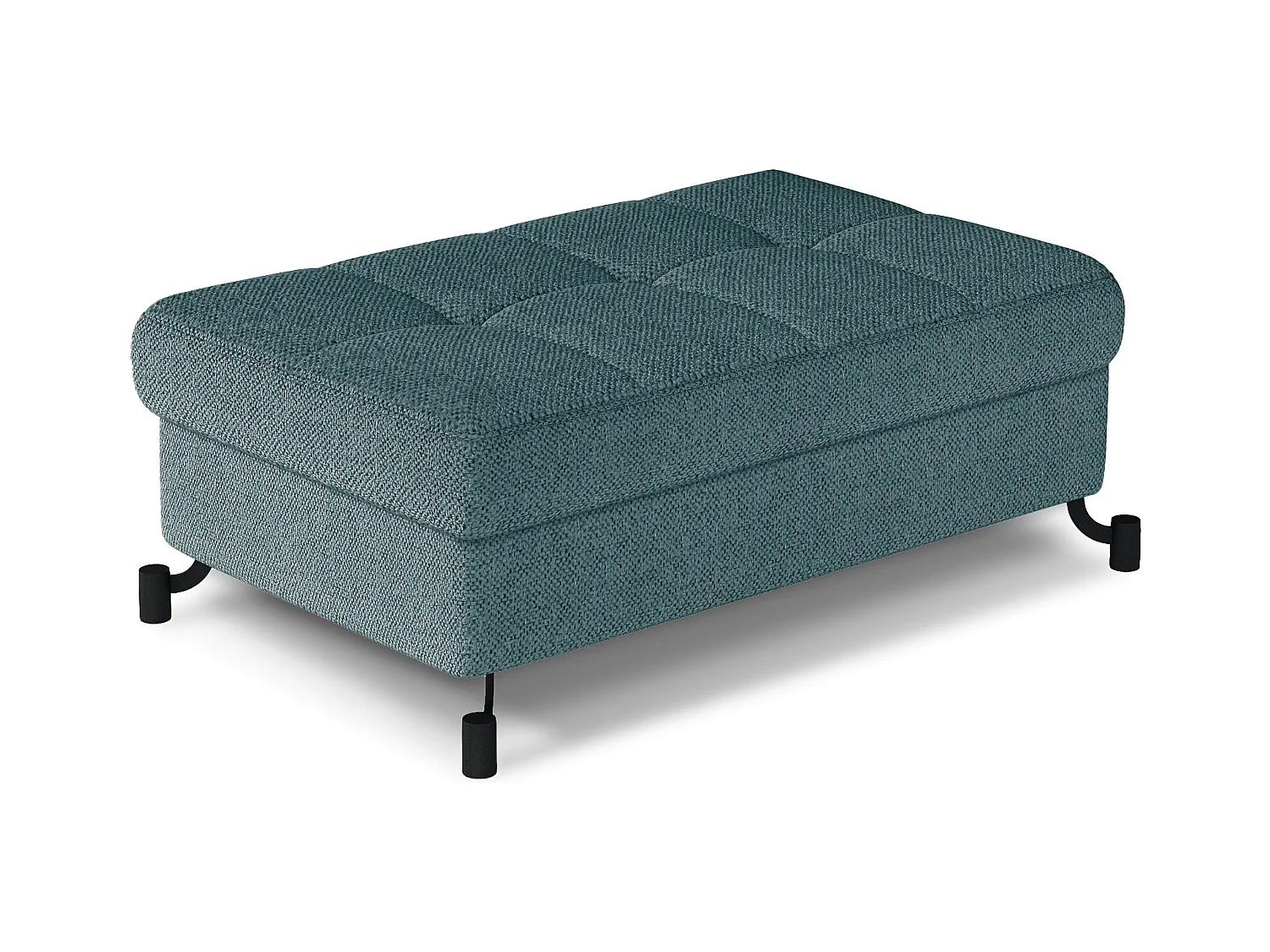 Pouf tissu matelassé avec coffre de rangement LORI-Vert clair