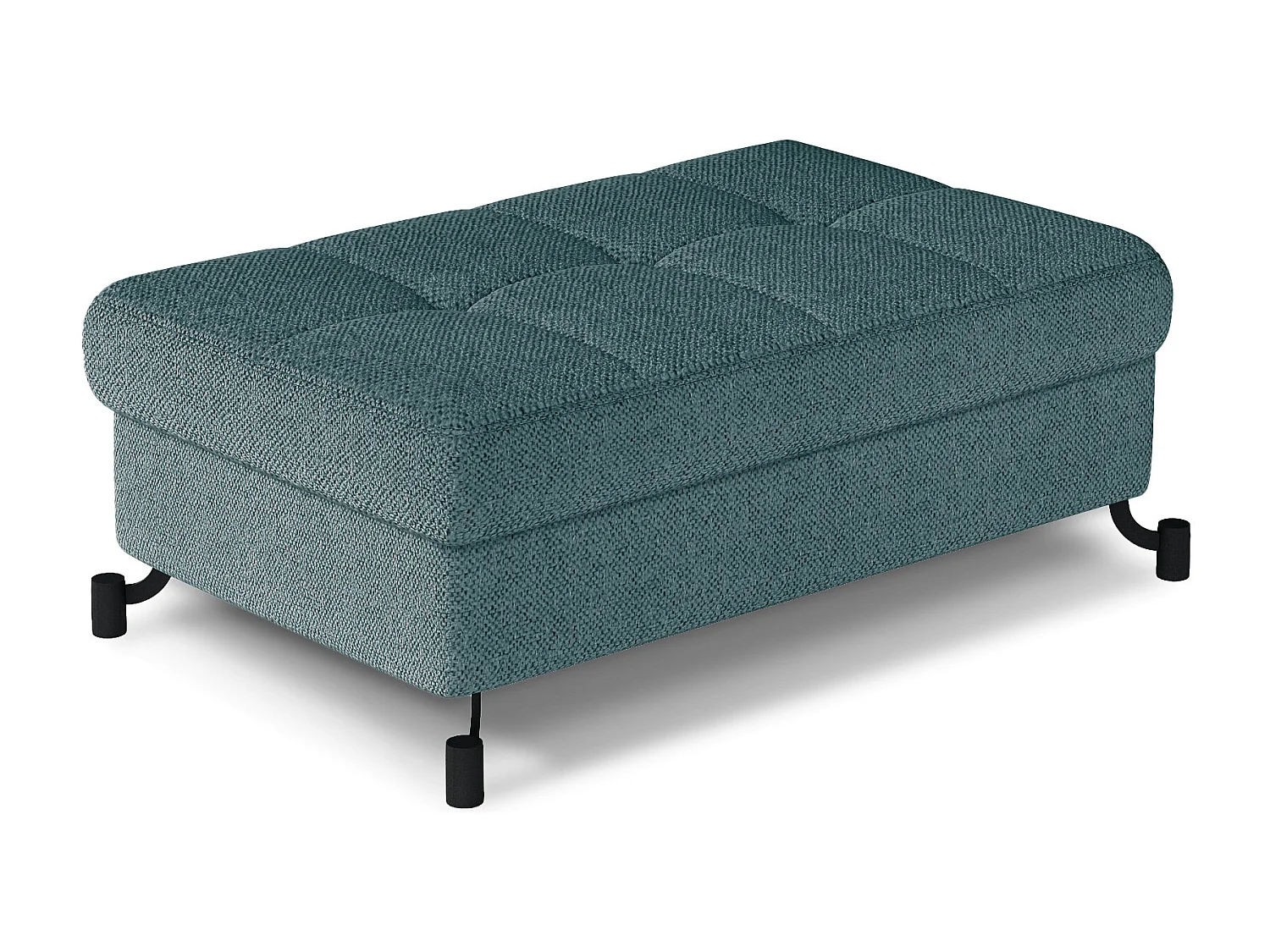 Pouf tissu matelassé avec coffre de rangement LORI-Vert clair