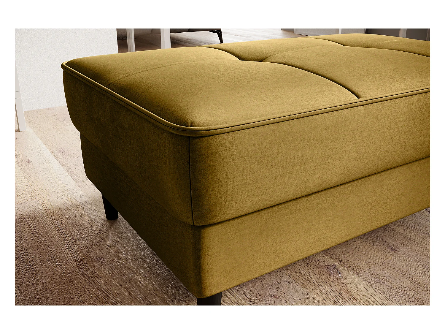 Pouf avec rangement en velours BOZA-Jaune