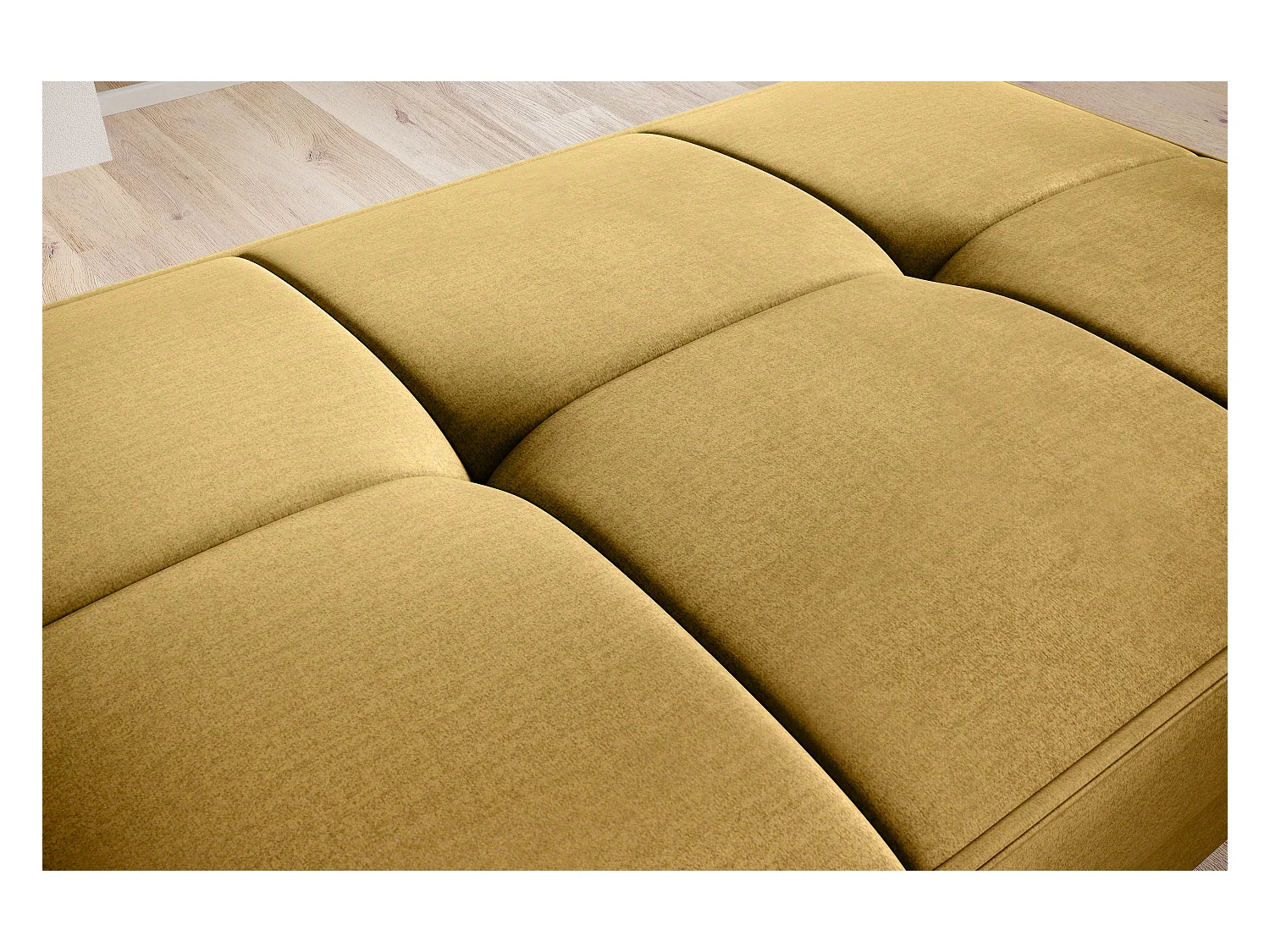 Pouf avec rangement en velours BOZA-Jaune
