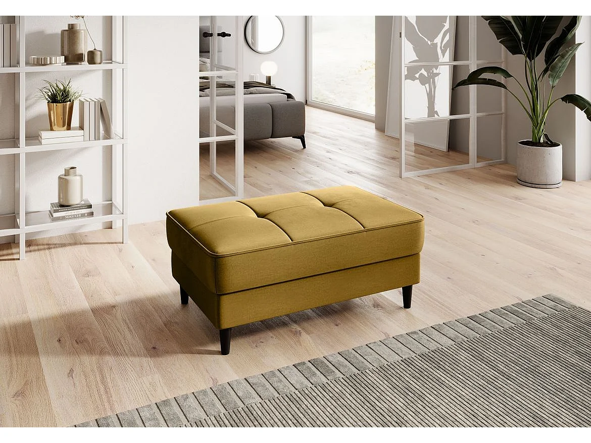 Pouf avec rangement en velours BOZA-Jaune