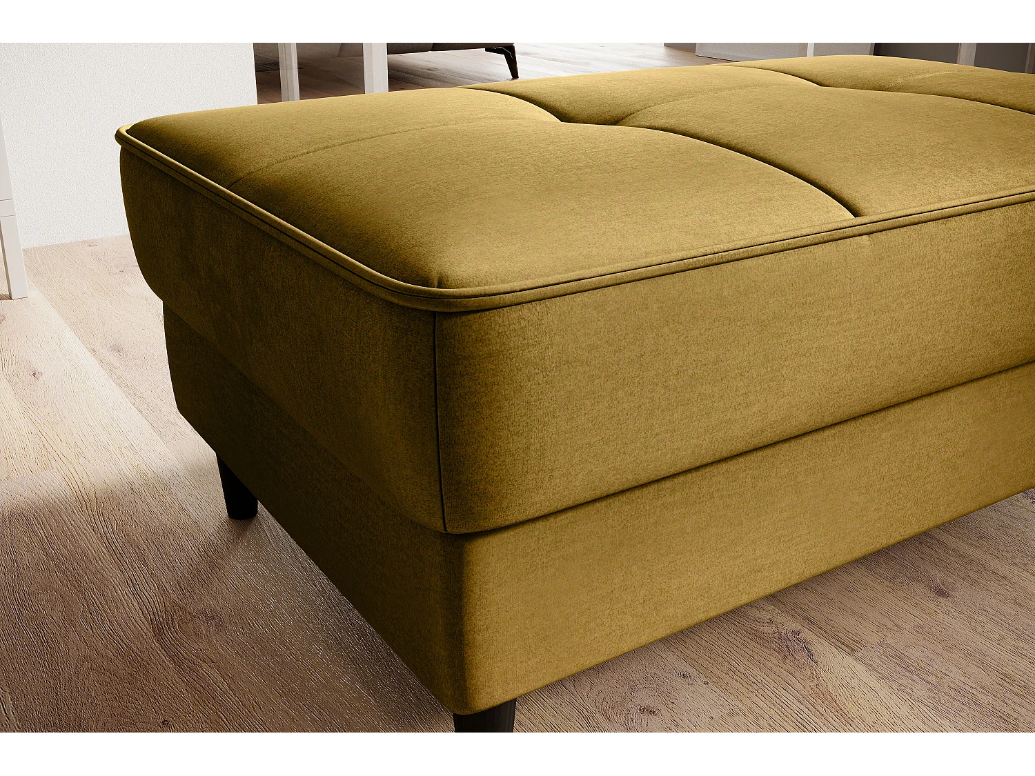 Pouf avec rangement en velours BOZA-Jaune