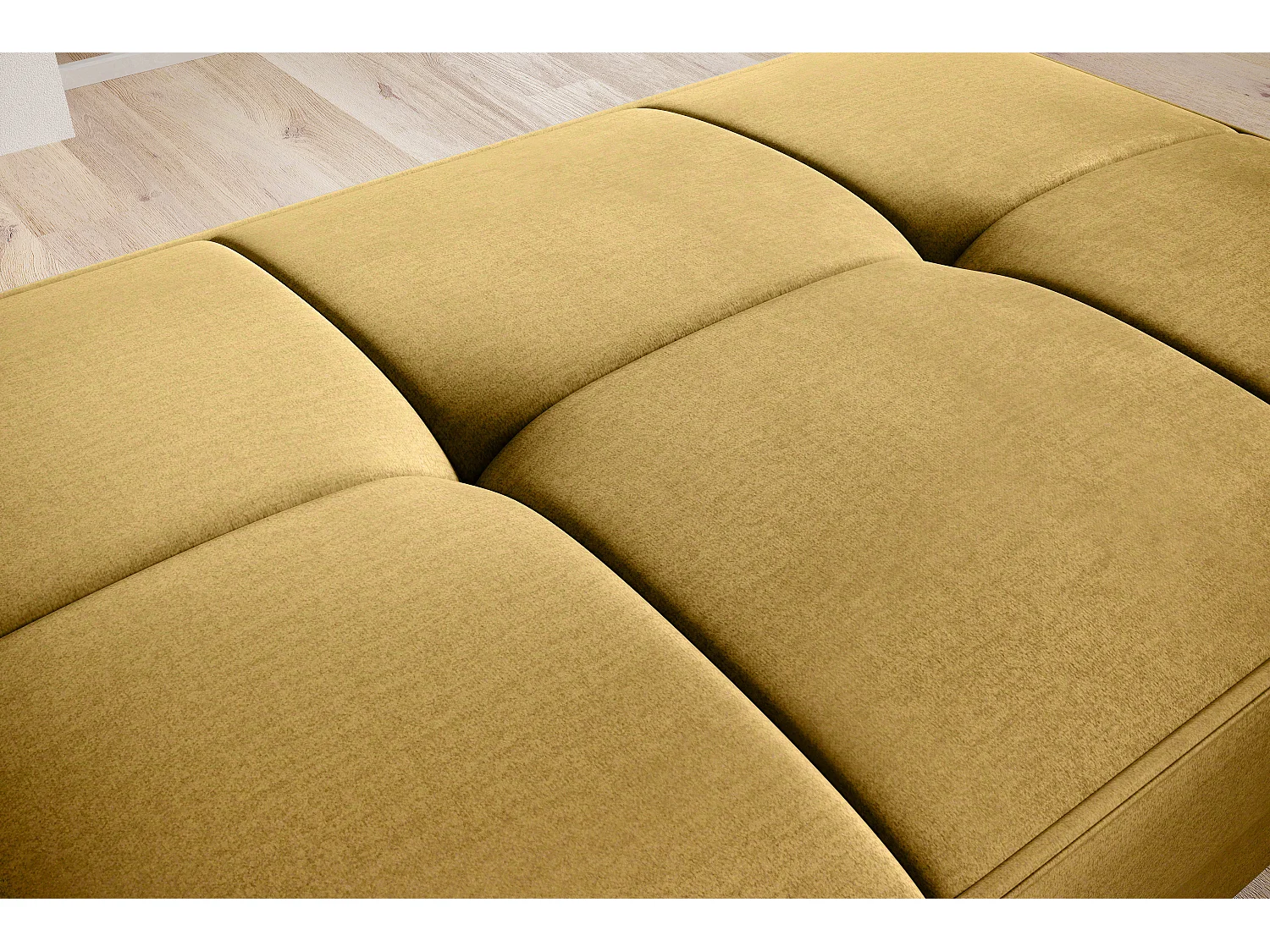 Pouf avec rangement en velours BOZA-Jaune