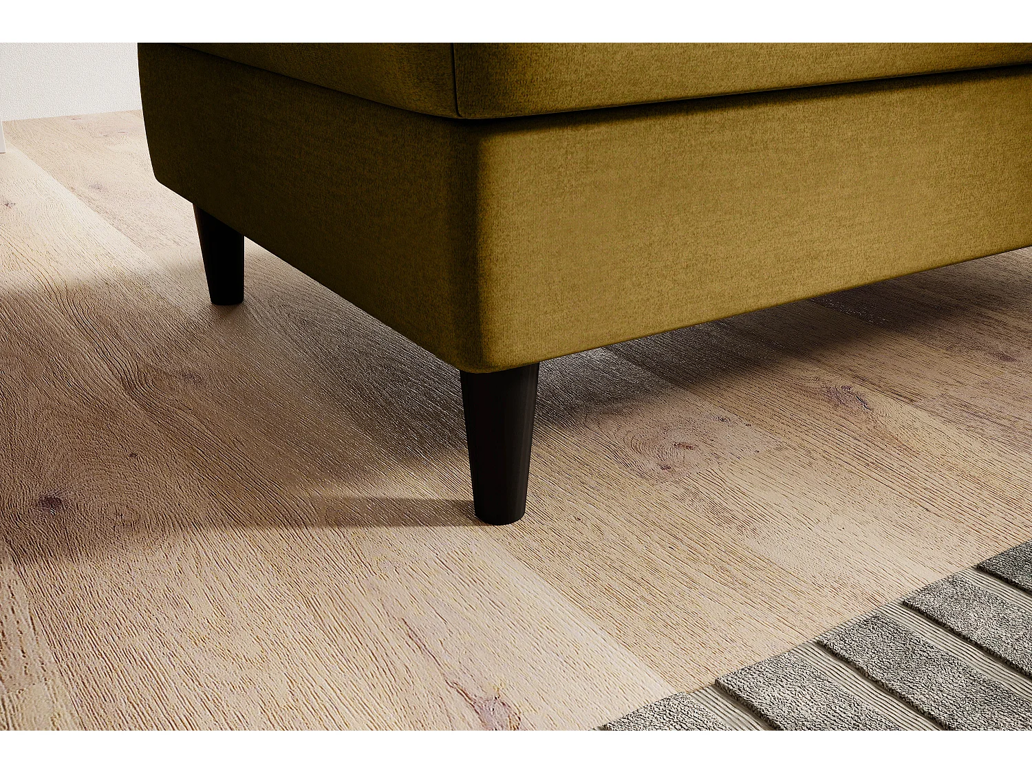 Pouf avec rangement en velours BOZA-Jaune