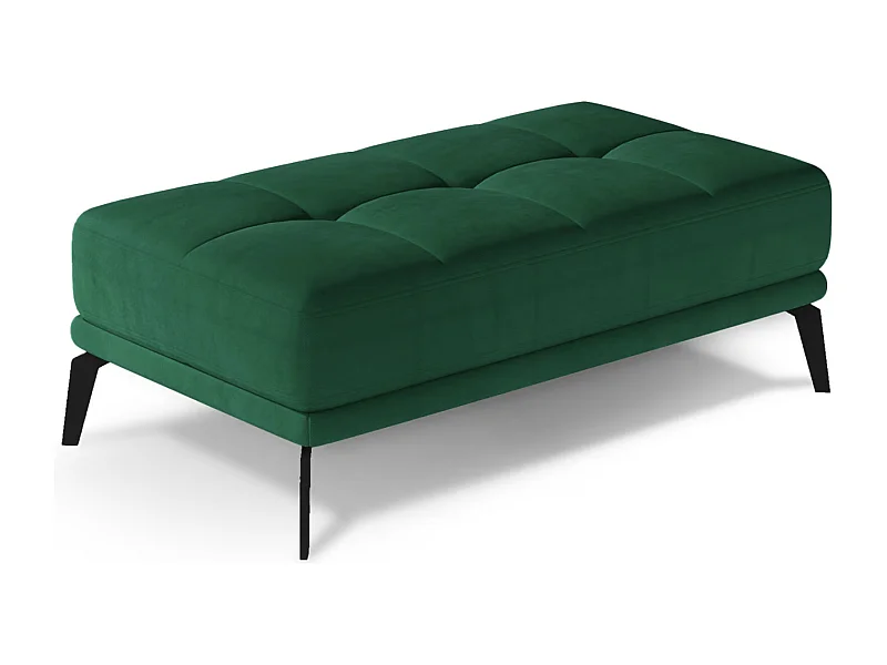 Pouf moderne velours capitonné et pieds métal noir TORPILLE-Vert