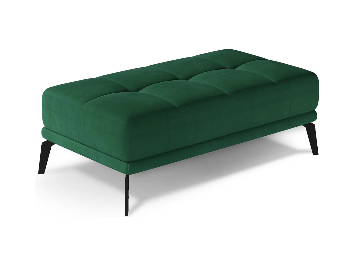 Pouf moderne velours capitonné et pieds métal noir TORPILLE-Vert