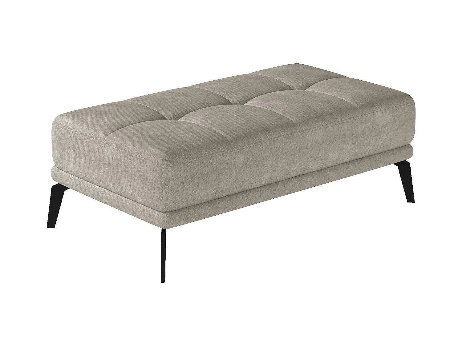 Pouf moderne velours capitonné et pieds métal noir TORPILLE-Vert