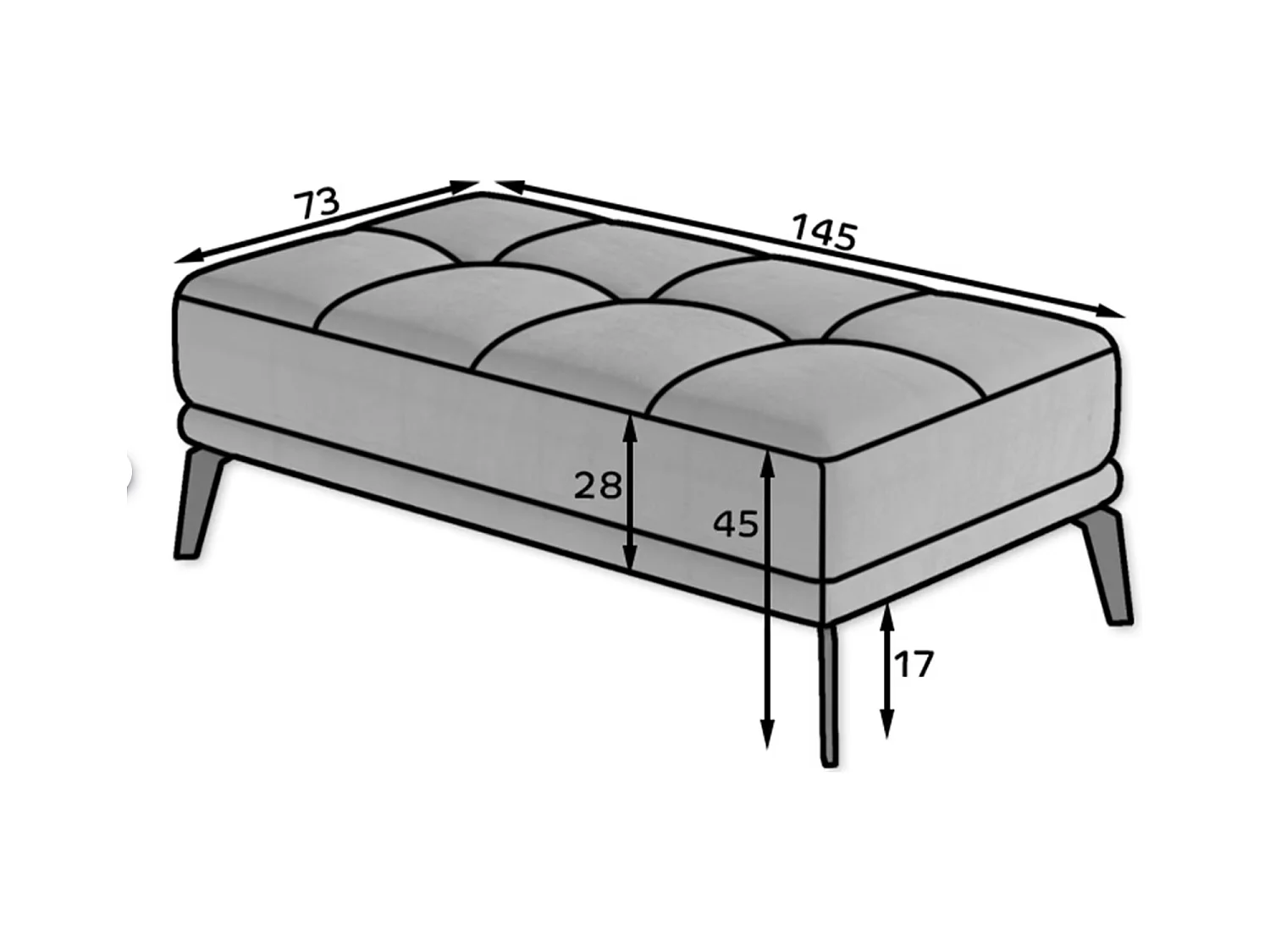Pouf moderne velours capitonné et pieds métal noir TORPILLE-Vert