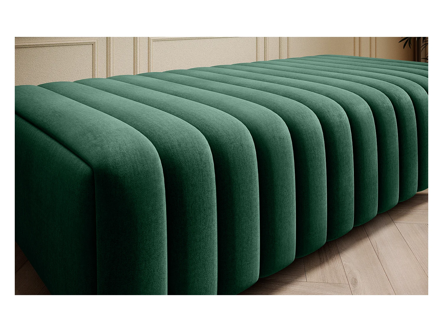 Pouf design velours avec pieds en acier chromé LOZA-Vert