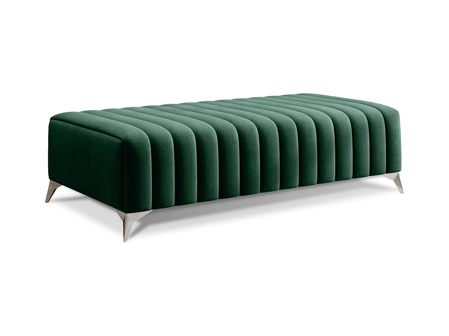Pouf design velours avec pieds en acier chromé LOZA-Vert