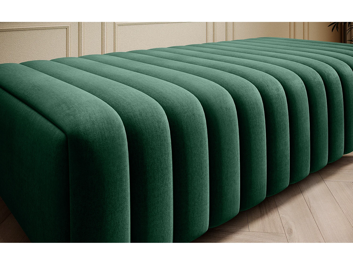 Pouf design velours avec pieds en acier chromé LOZA-Vert
