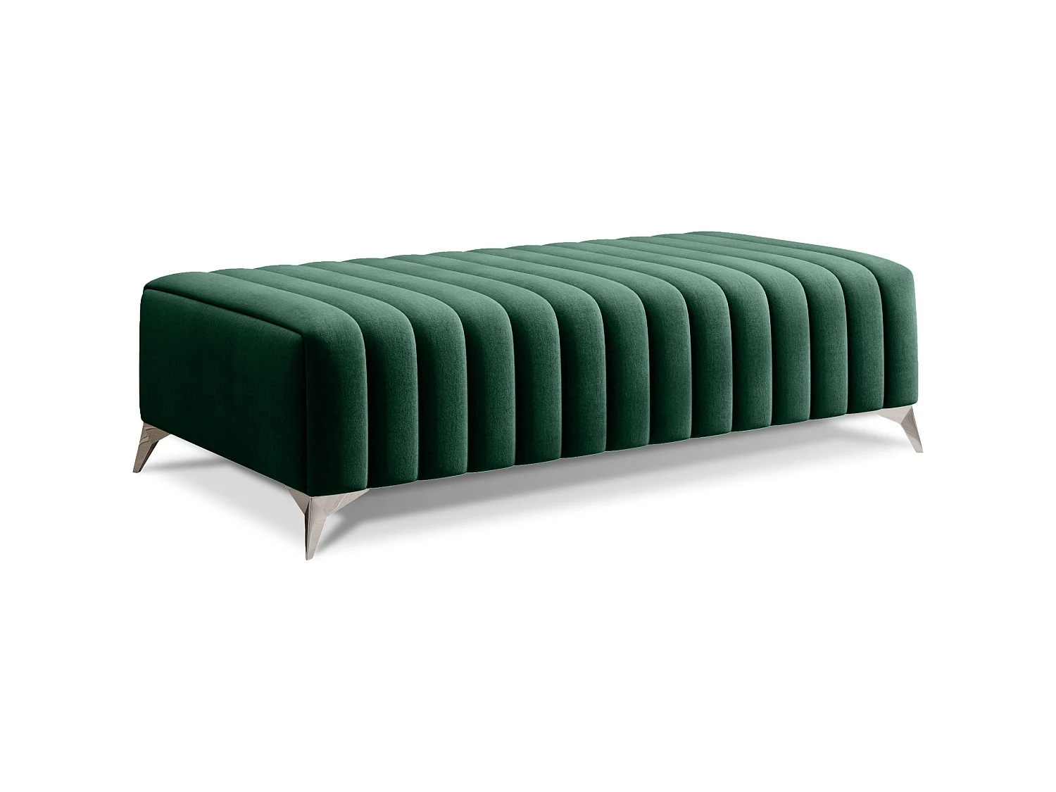 Pouf design velours avec pieds en acier chromé LOZA-Vert