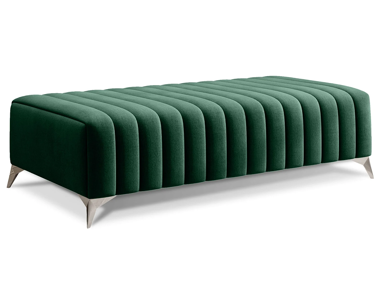 Pouf design velours avec pieds en acier chromé LOZA-Vert