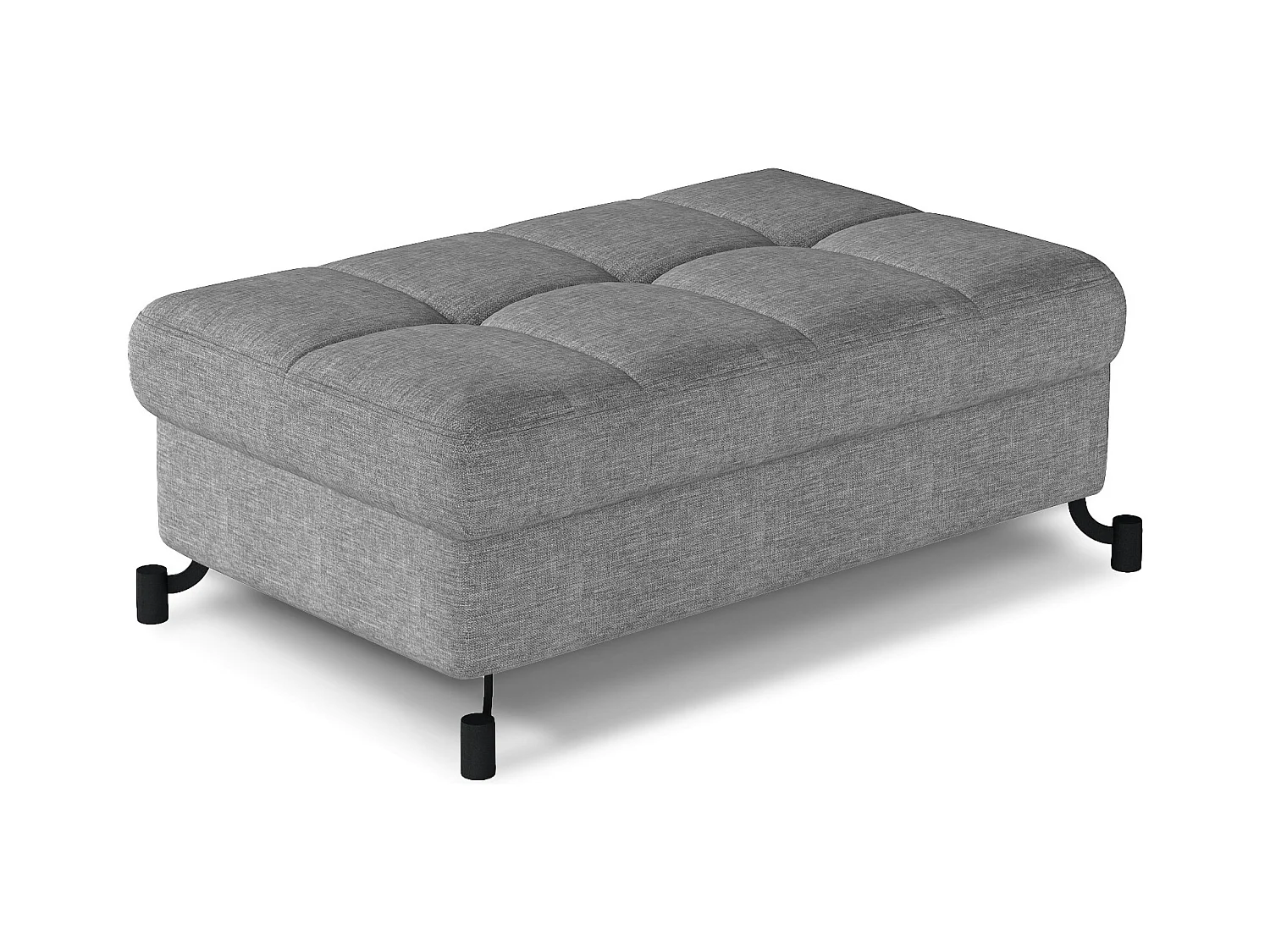 Pouf tissu matelassé avec coffre de rangement LORI-Gris