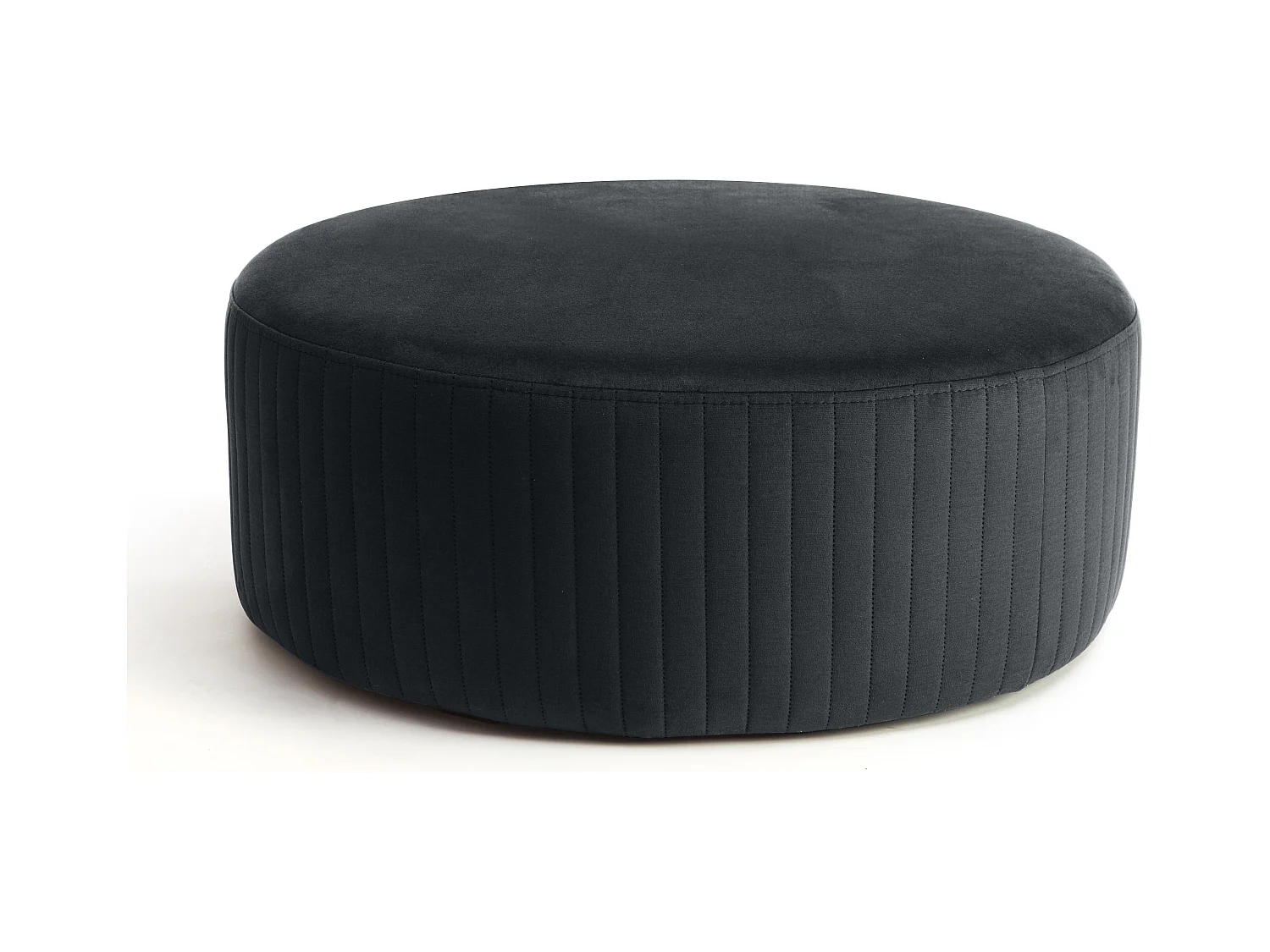 Pouf rond en velours KARA – Confort absolu-Gris anthracite