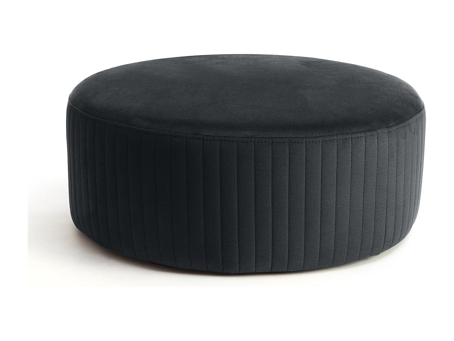 Pouf rond en velours KARA – Confort absolu-Gris anthracite