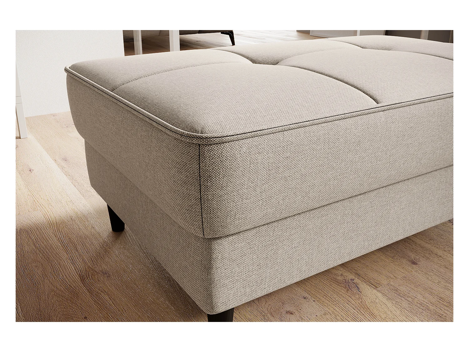 Pouf avec rangement en tissu BOZA-Beige clair