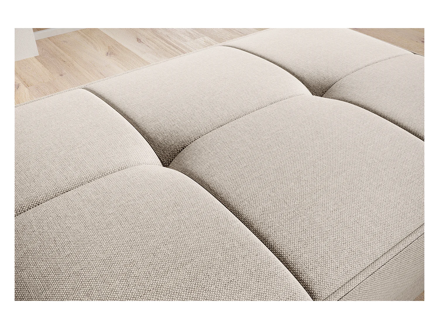 Pouf avec rangement en tissu BOZA-Beige clair