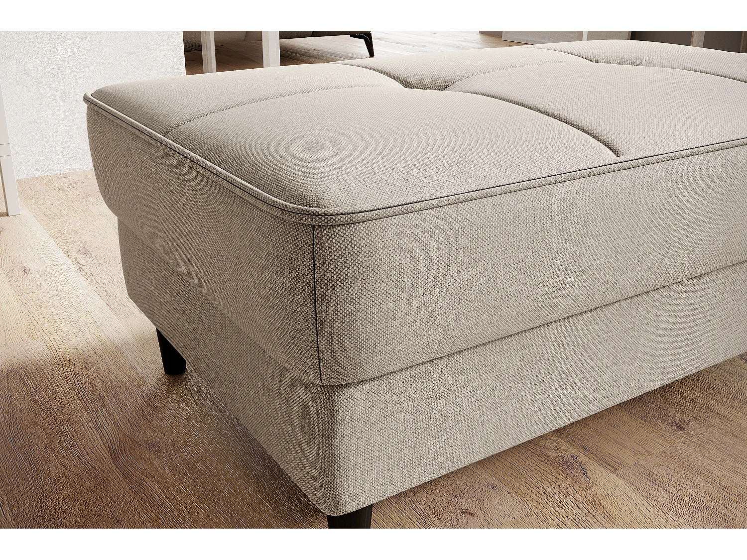 Pouf avec rangement en tissu BOZA-Beige clair