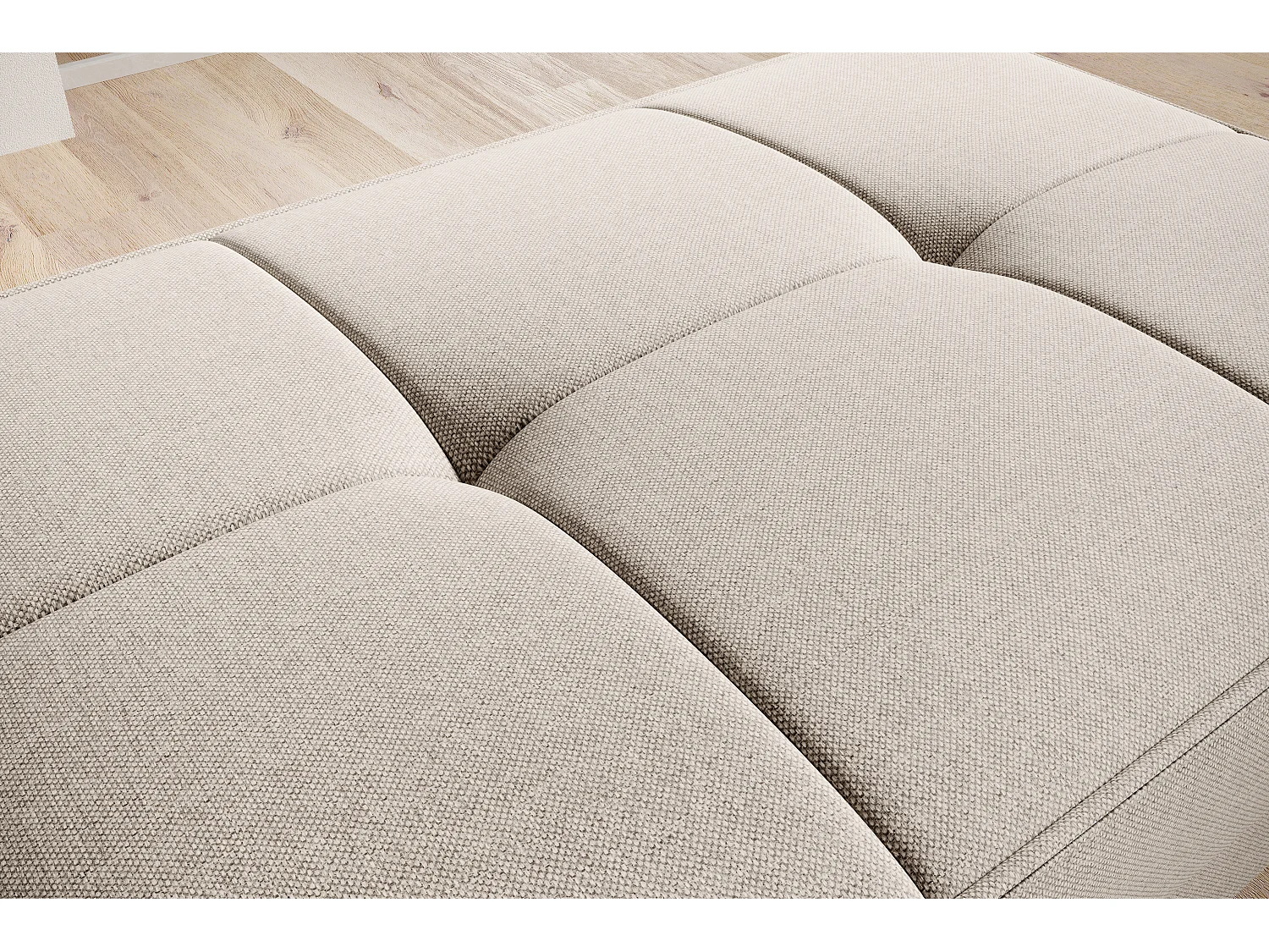 Pouf avec rangement en tissu BOZA-Beige clair