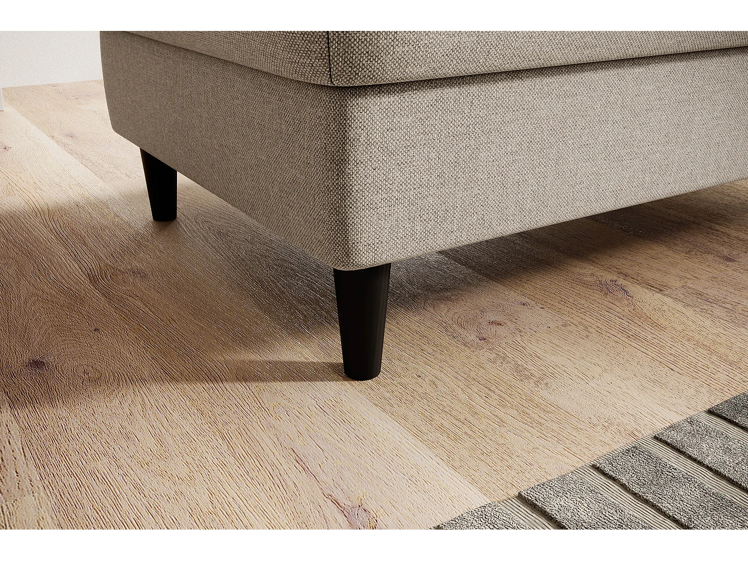 Pouf avec rangement en tissu BOZA-Beige clair