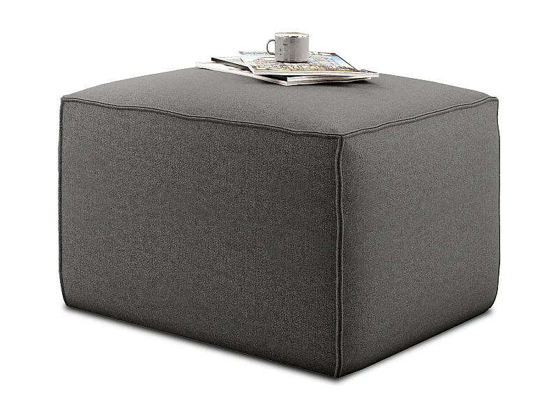 Pouf de salon en tissu WILACE – Élégant et confortable-Gris foncé