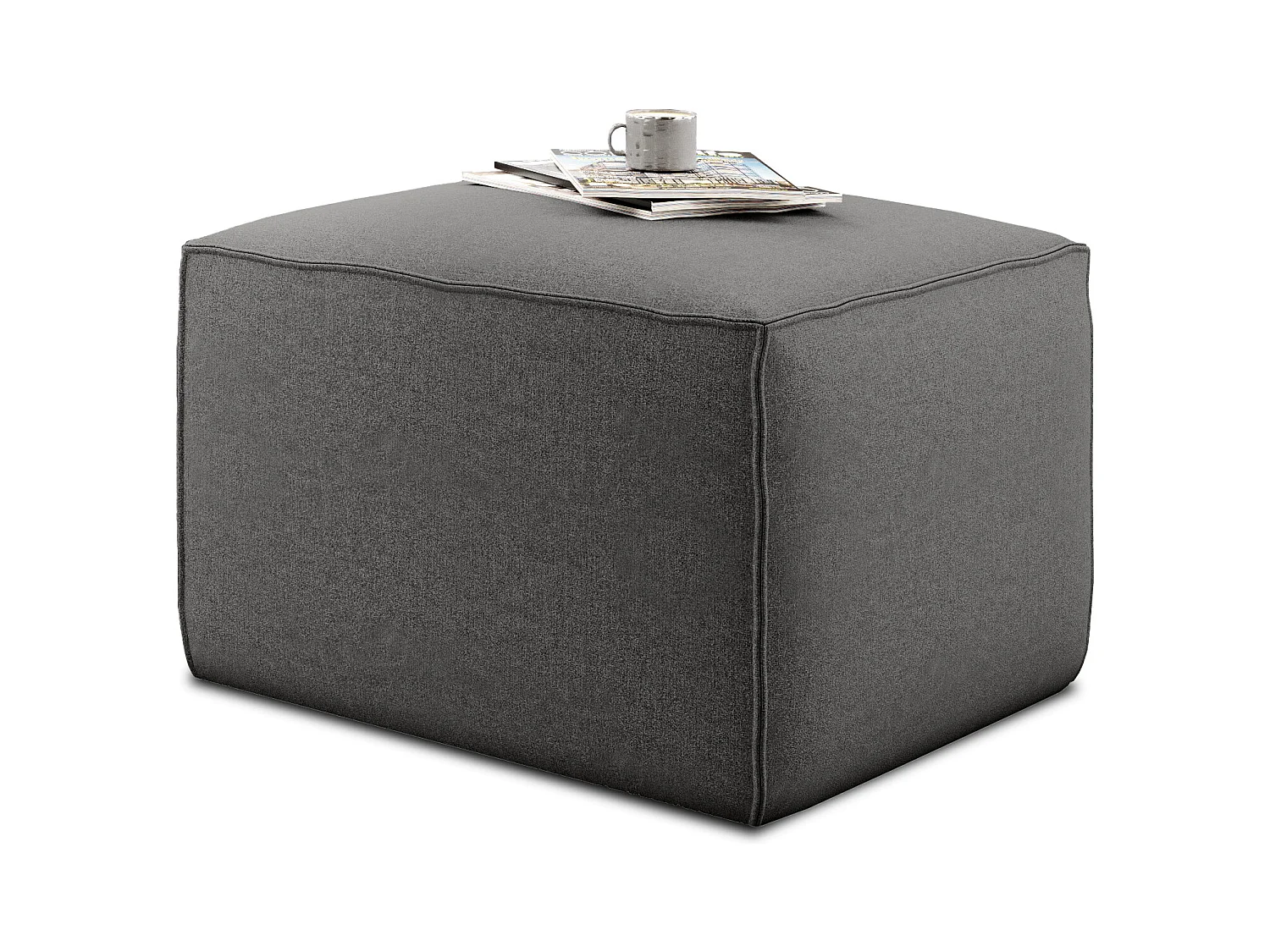 Pouf de salon en tissu WILACE – Élégant et confortable-Gris foncé