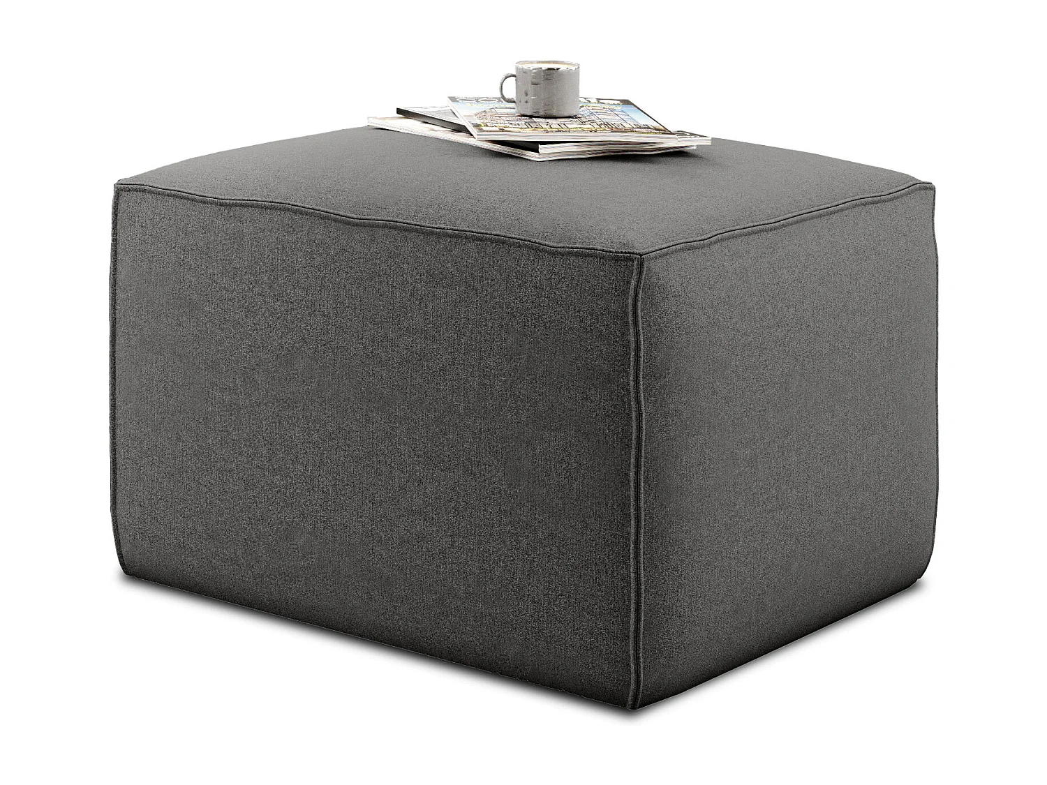 Pouf de salon en tissu WILACE – Élégant et confortable-Gris foncé