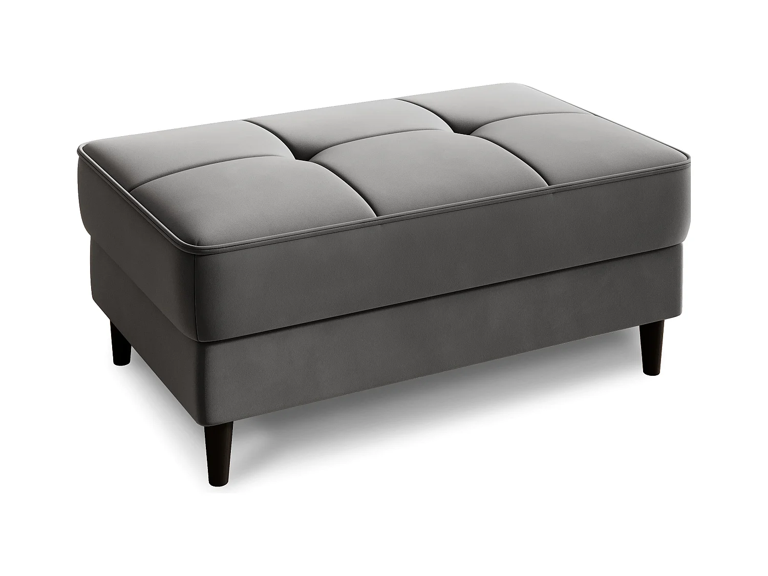 Pouf avec rangement en velours BOZA-Gris perle