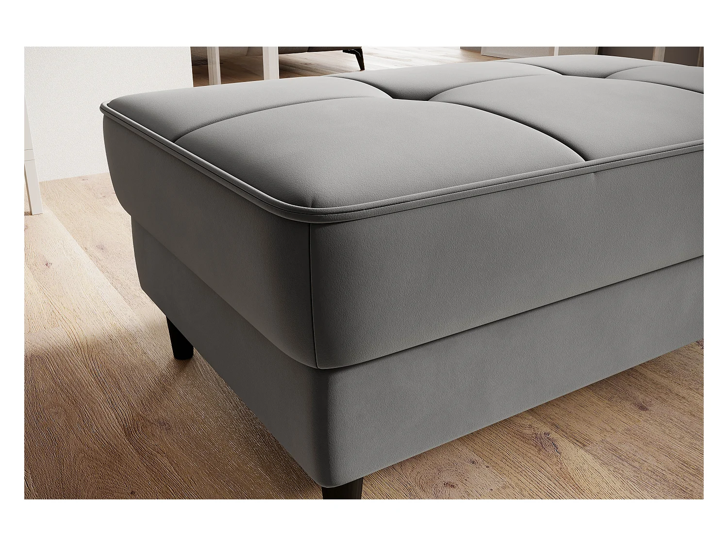 Pouf avec rangement en velours BOZA-Gris perle