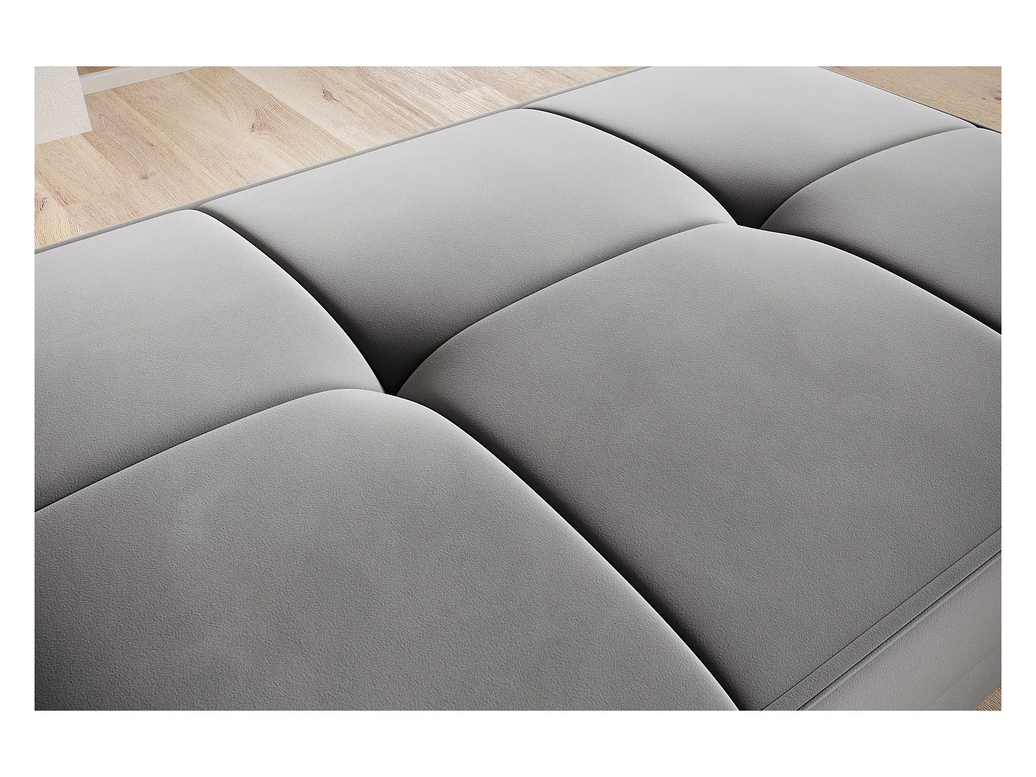 Pouf avec rangement en velours BOZA-Gris perle