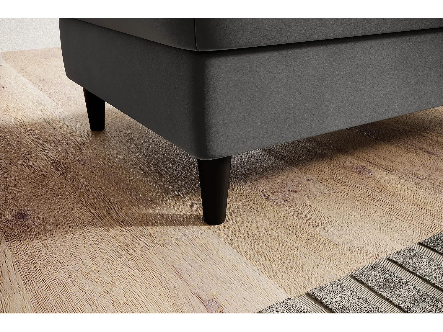 Pouf avec rangement en velours BOZA-Gris perle