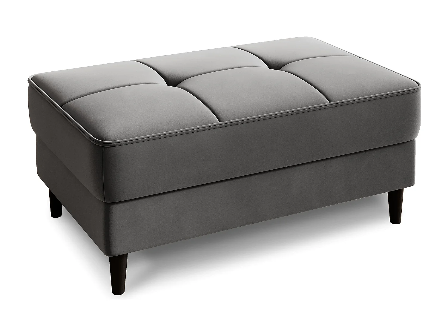 Pouf avec rangement en velours BOZA-Gris perle