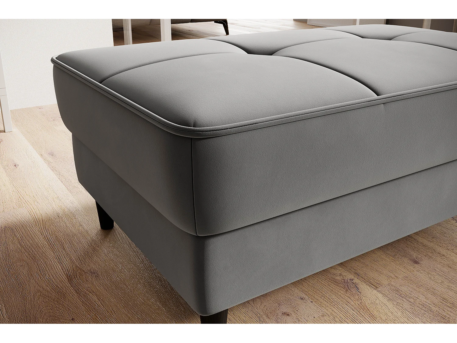 Pouf avec rangement en velours BOZA-Gris perle