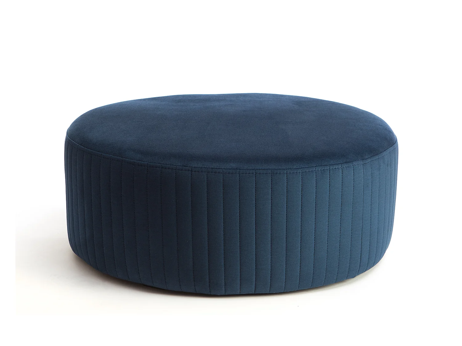 Pouf rond en velours KARA – Confort absolu-Bleu foncé