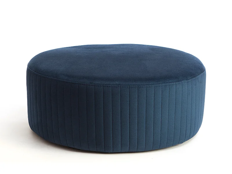 Pouf rond en velours KARA – Confort absolu-Bleu foncé