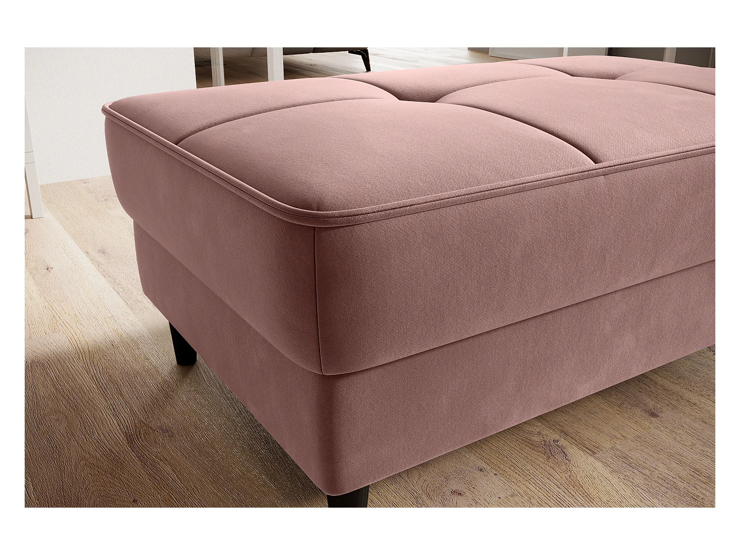 Pouf avec rangement en tissu BOZA-Rose poudré