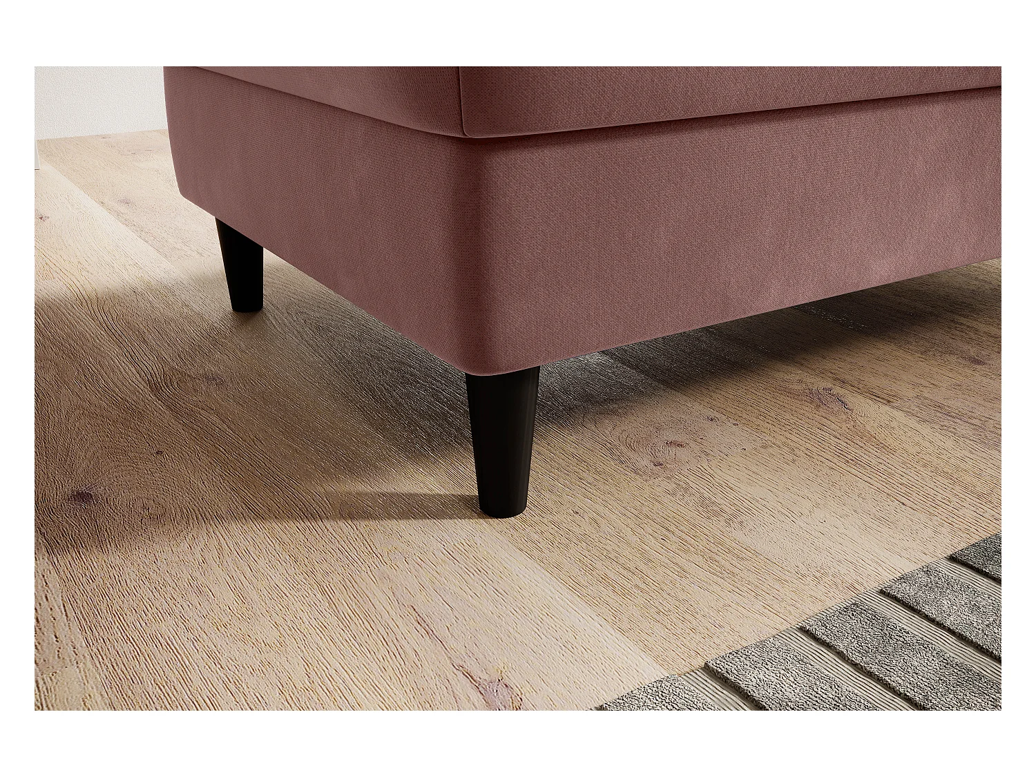 Pouf avec rangement en tissu BOZA-Rose poudré