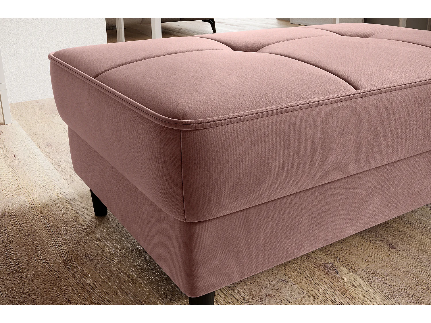 Pouf avec rangement en tissu BOZA-Rose poudré