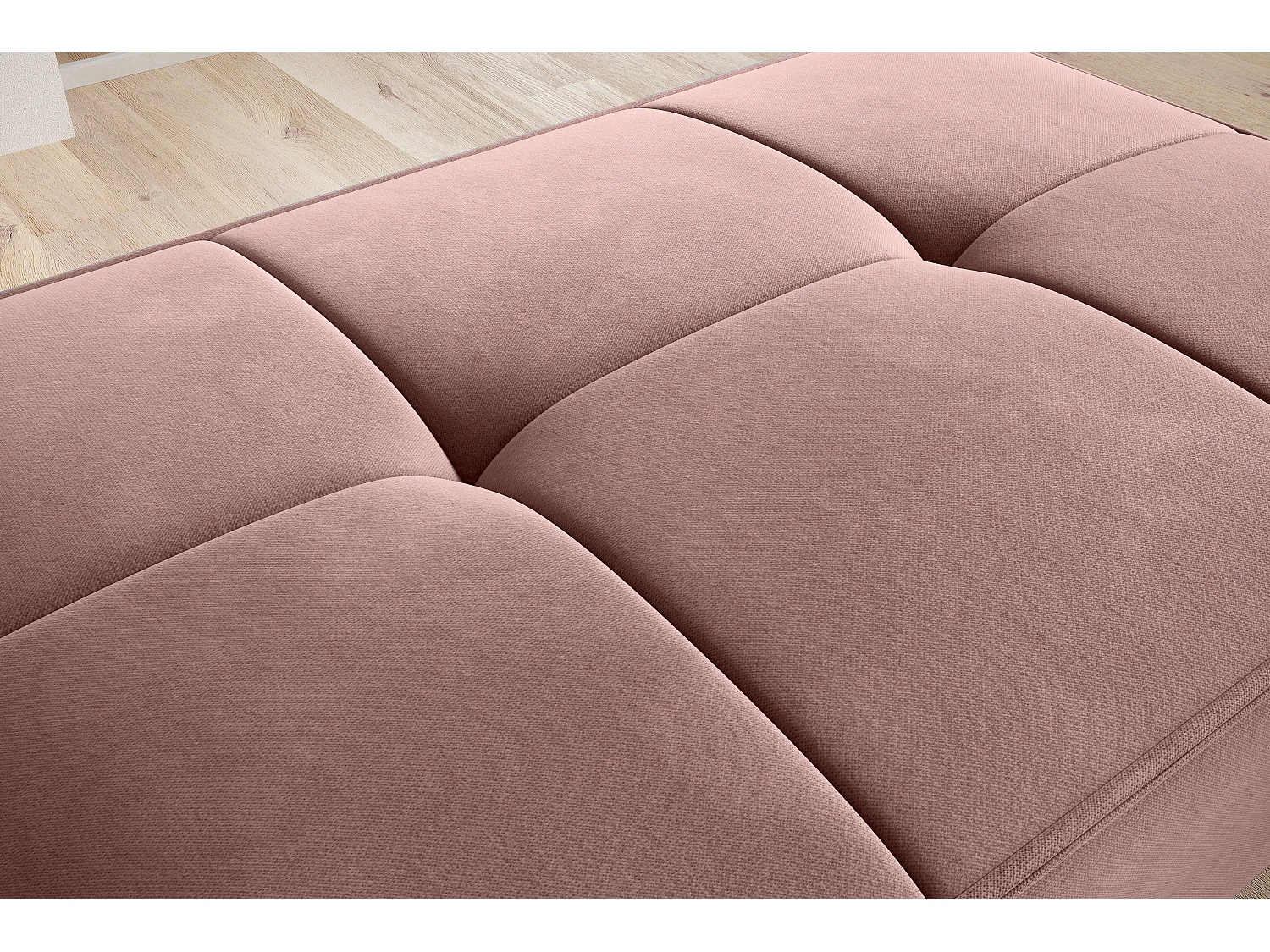 Pouf avec rangement en tissu BOZA-Rose poudré