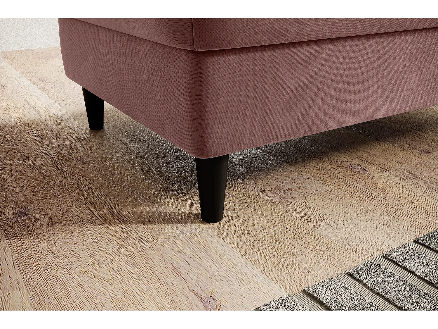 Pouf avec rangement en tissu BOZA-Rose poudré