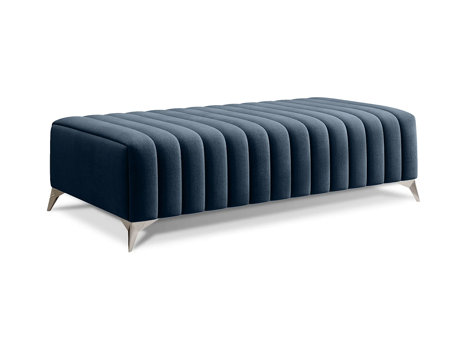 Pouf design velours avec pieds en acier chromé LOZA-Bleu