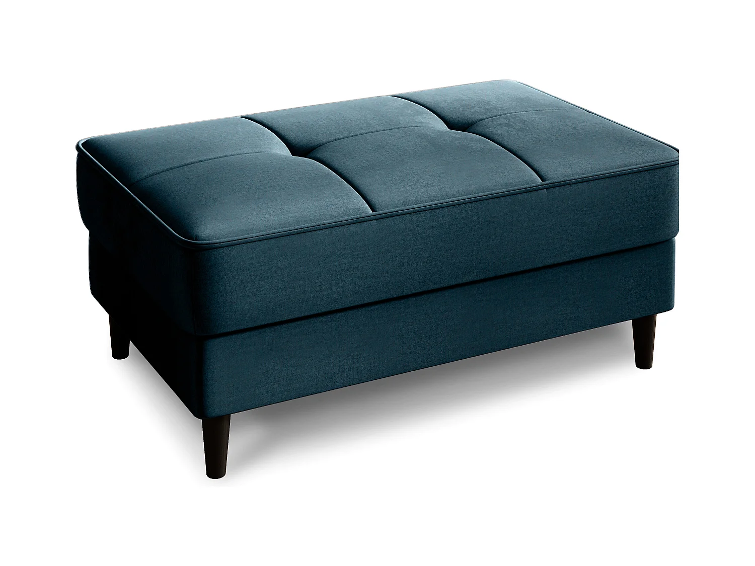 Pouf avec rangement en velours BOZA-Bleu