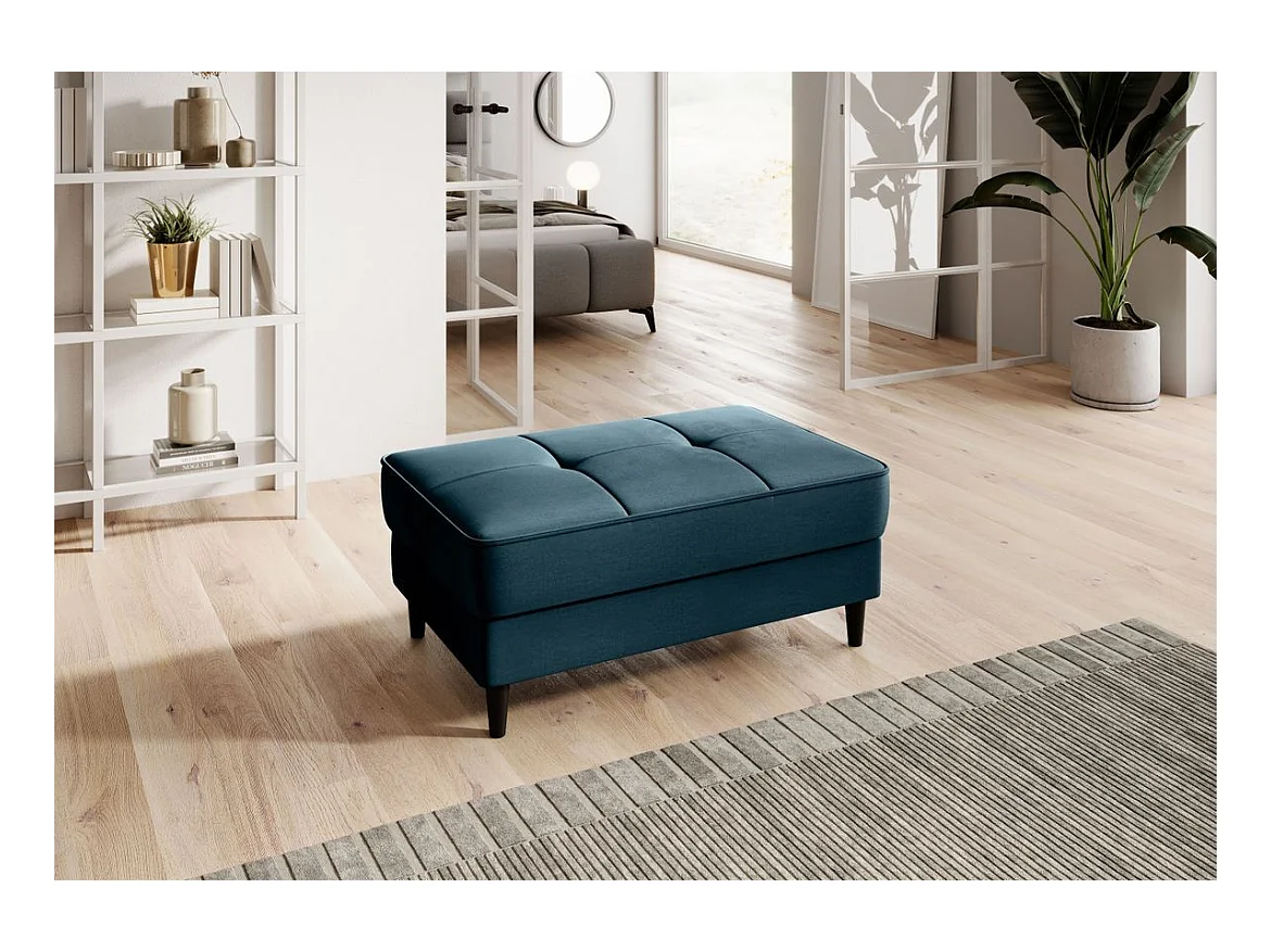 Pouf avec rangement en velours BOZA-Bleu